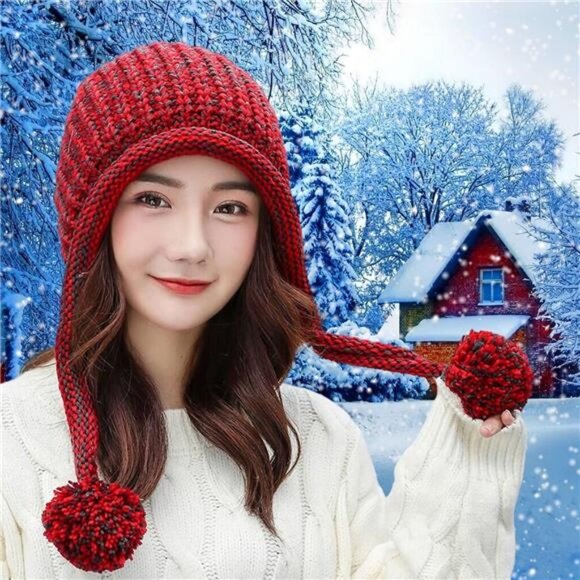 Women\'s Winter Peruvian Cover Ears Beanie Hat Ear Flaps Sherpa Ski Snow Hats main image 6
